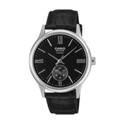 Casio BMS-100L-1AVDF Genuine Leather Black Strap Men Watch